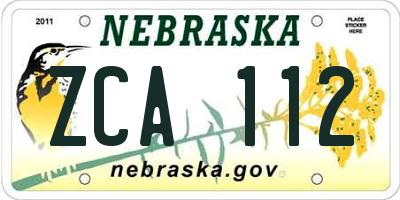 NE license plate ZCA112
