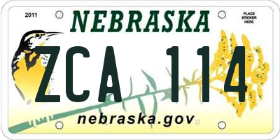 NE license plate ZCA114