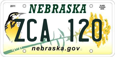 NE license plate ZCA120