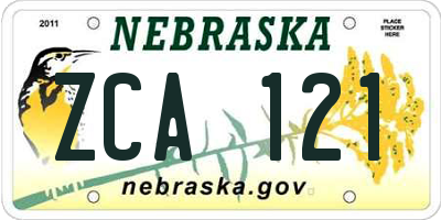 NE license plate ZCA121