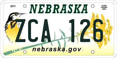NE license plate ZCA126