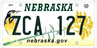 NE license plate ZCA127