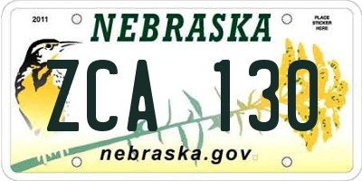 NE license plate ZCA130