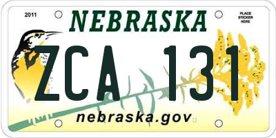 NE license plate ZCA131