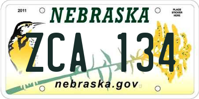 NE license plate ZCA134