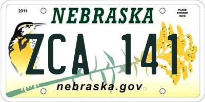 NE license plate ZCA141