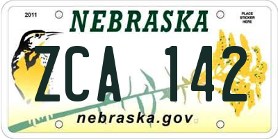 NE license plate ZCA142