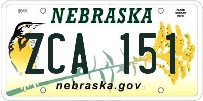 NE license plate ZCA151