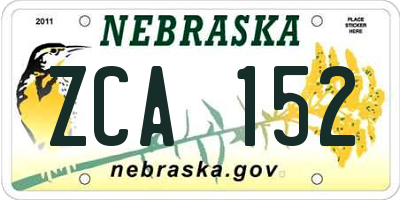 NE license plate ZCA152