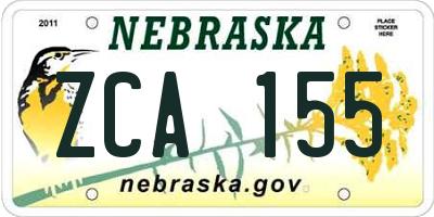 NE license plate ZCA155