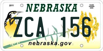 NE license plate ZCA156