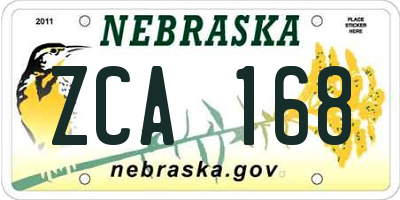 NE license plate ZCA168