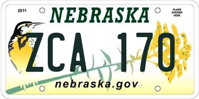 NE license plate ZCA170