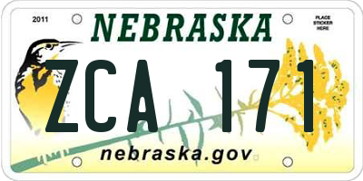 NE license plate ZCA171