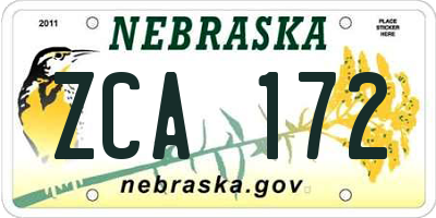 NE license plate ZCA172