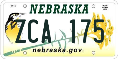 NE license plate ZCA175