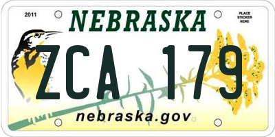 NE license plate ZCA179