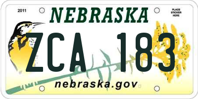 NE license plate ZCA183