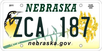 NE license plate ZCA187