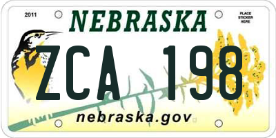 NE license plate ZCA198