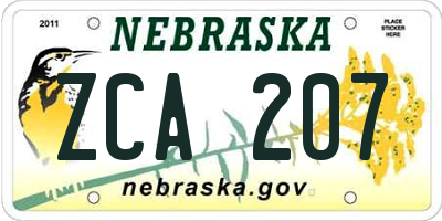 NE license plate ZCA207