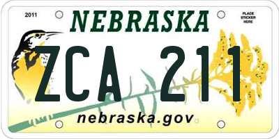 NE license plate ZCA211