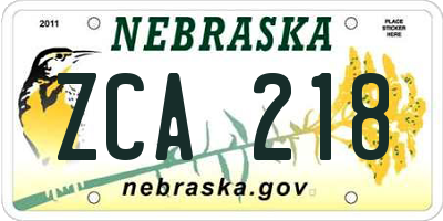NE license plate ZCA218