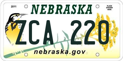 NE license plate ZCA220