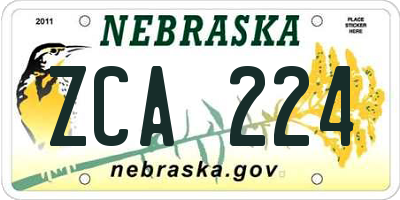 NE license plate ZCA224