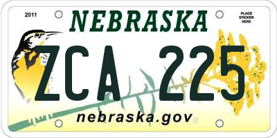 NE license plate ZCA225