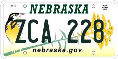 NE license plate ZCA228