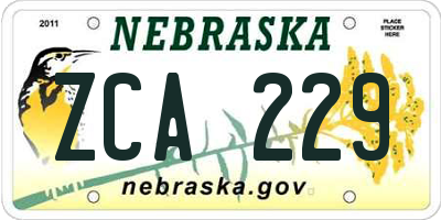 NE license plate ZCA229