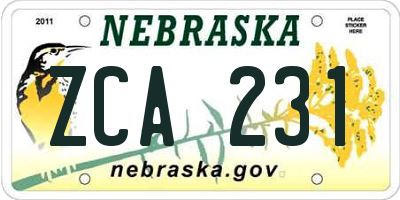NE license plate ZCA231