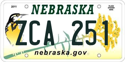 NE license plate ZCA251