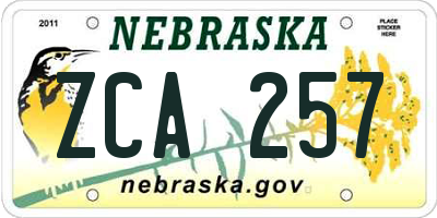 NE license plate ZCA257