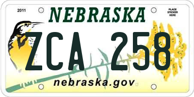 NE license plate ZCA258
