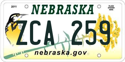 NE license plate ZCA259