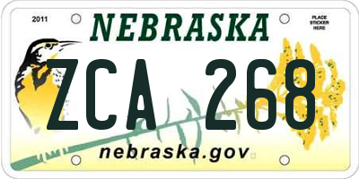 NE license plate ZCA268