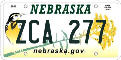 NE license plate ZCA277