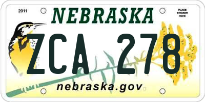 NE license plate ZCA278