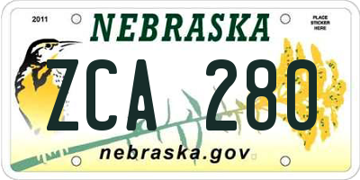 NE license plate ZCA280