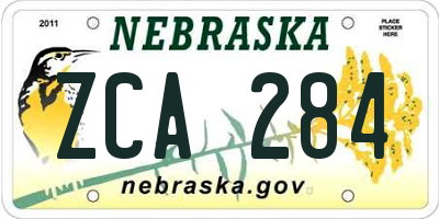 NE license plate ZCA284