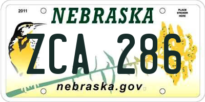 NE license plate ZCA286