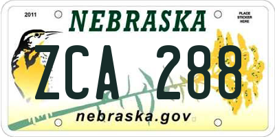 NE license plate ZCA288
