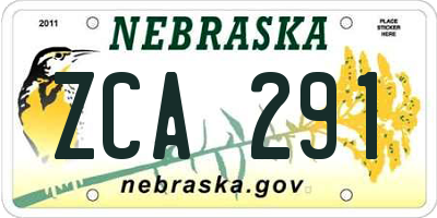 NE license plate ZCA291