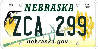 NE license plate ZCA299