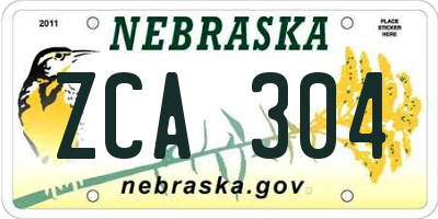NE license plate ZCA304