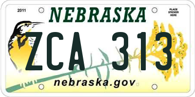 NE license plate ZCA313