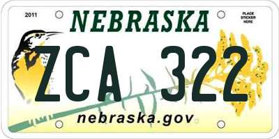NE license plate ZCA322