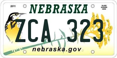 NE license plate ZCA323